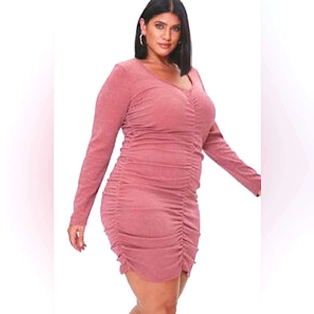Pink Ruched Mini Dress
